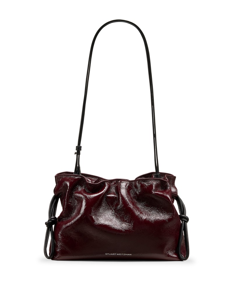 Stuart Weitzman Mia Crinkled Patent Leather Mini Bag in Boysenberry