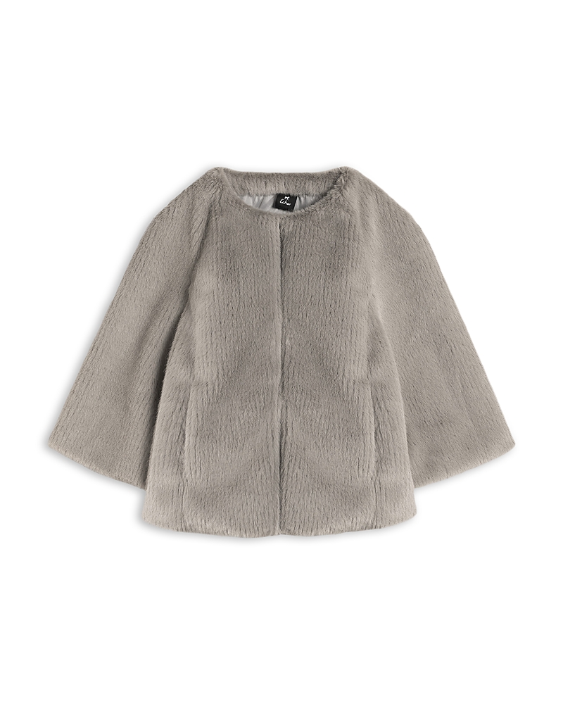 Echo Collarless Faux Fur Jacket In Silver