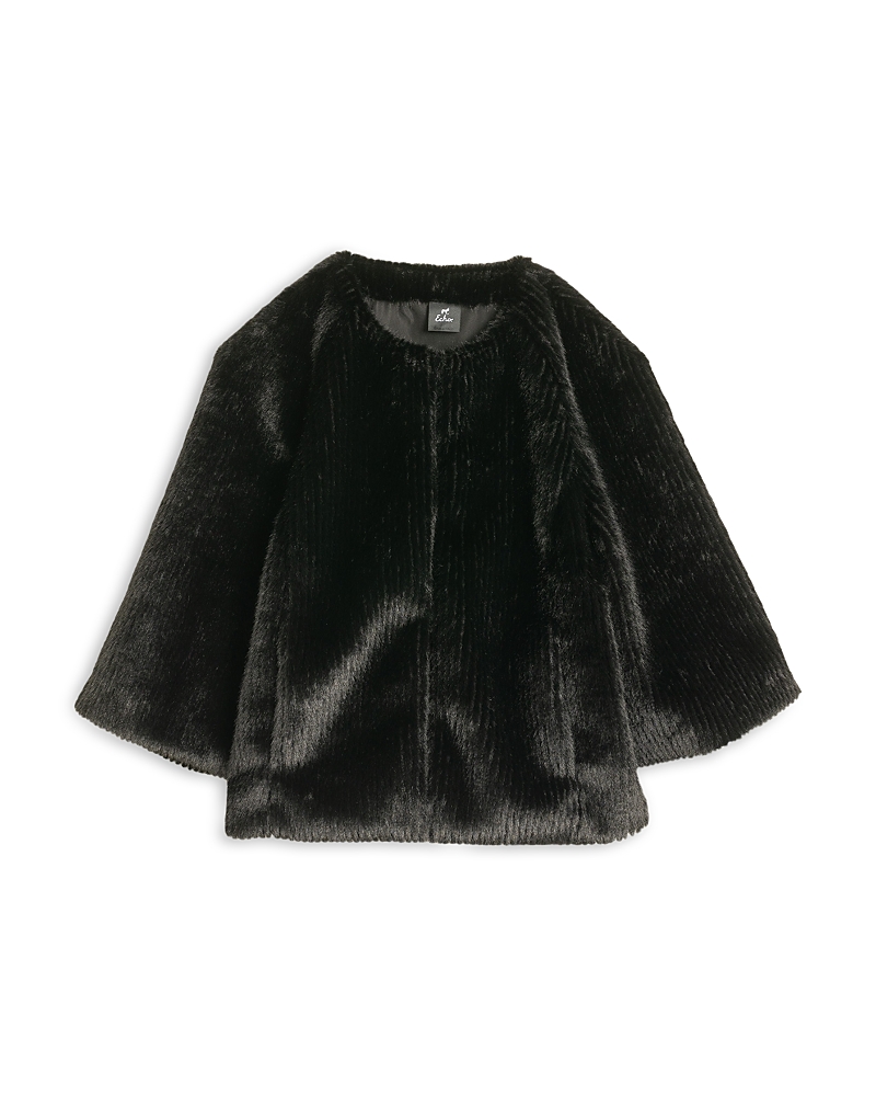 Echo Collarless Faux Fur Jacket In Black