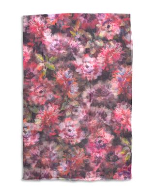 Hazy Floral Crinkle Silk Wrap Scarf