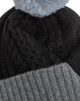 Color Block Cable Knit Wool & Cashmere Beanie