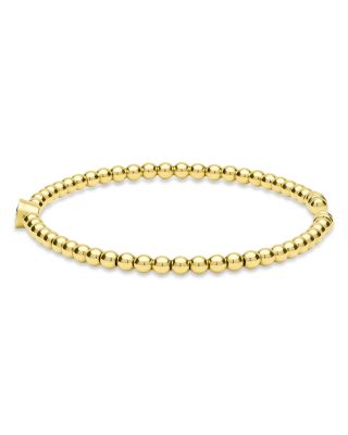 LAGOS 18K Yellow Gold Caviar Gold Diamond Bezel Bead Flex Bangle Bracelet
