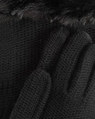 Brioche Stitch Faux Fur Gloves