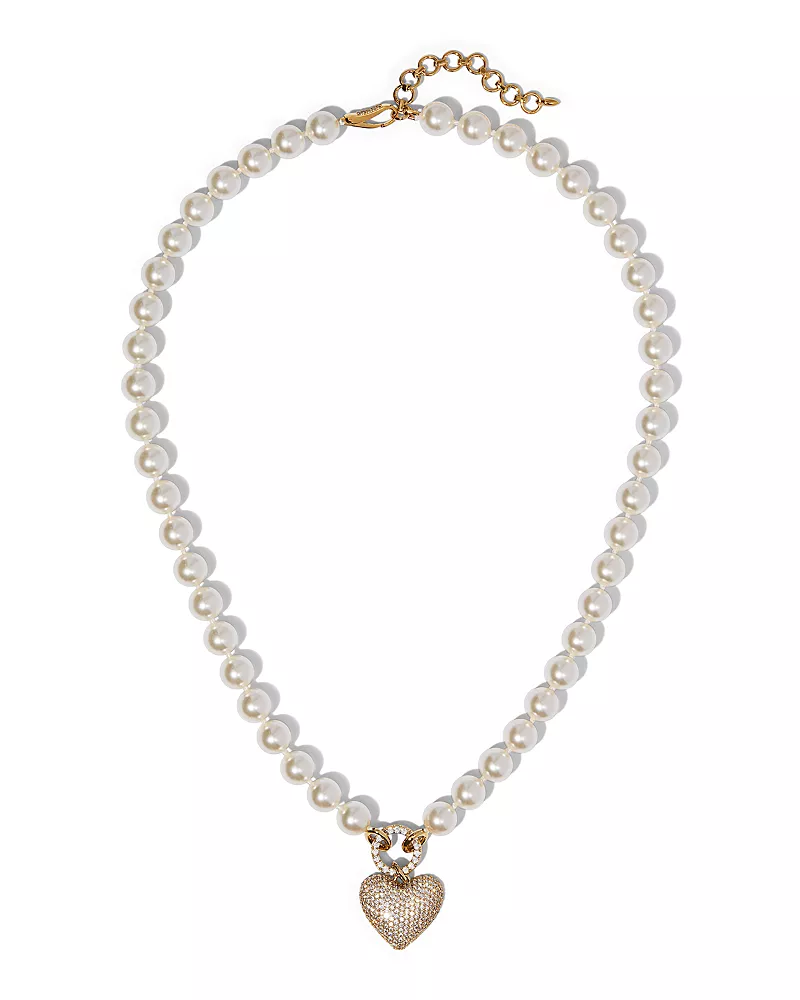 Nadri Poppy Pave Heart Pendant Necklace, 18