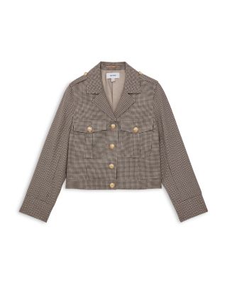 Cropped Checkered Wool Jacket