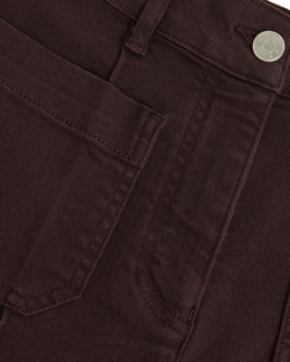 Sakura Flared Patch Pocket Jeans in Burgundy