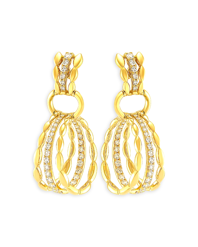 Etho Maria 18k Yellow Gold My Etho Ii Diamond Triple Ring Drop Earrings In Gold