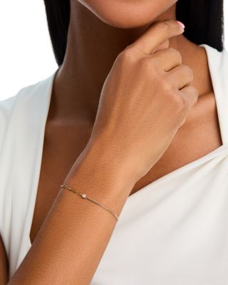 14K Yellow Gold Bezel Diamonds Mixed Chain Bracelet