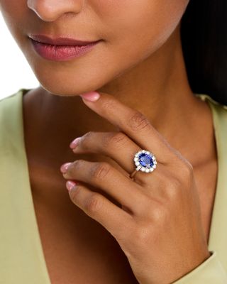 Limited Edition Tanzanite & Diamond Halo Ring in 14K White Gold