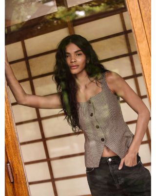 Houndstooth Square Neck Top