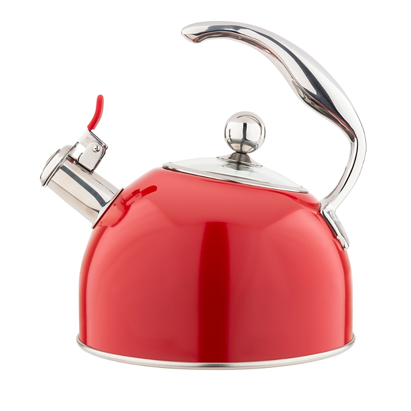 Viking 2.6 Qt Stainless Steel Whistling Kettle In Red