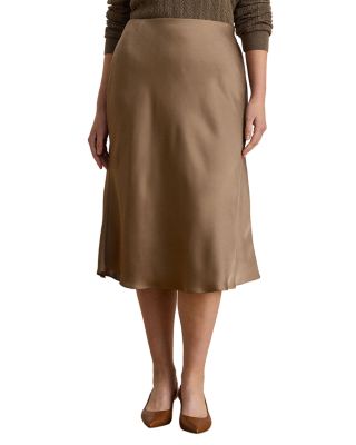 Plus Satin Charmeuse Midi Skirt