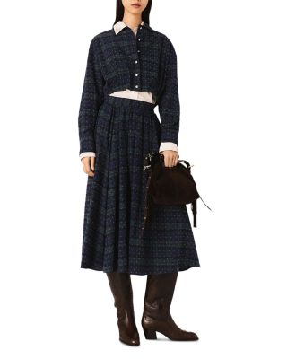 Check Rhinestone Cropped Shirt