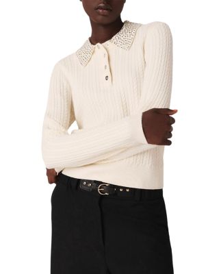 Rhinestone Collar Polo Shirt