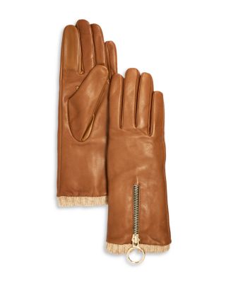 Cashmere Lined Leather Zip Tech Gloves - Exclusive