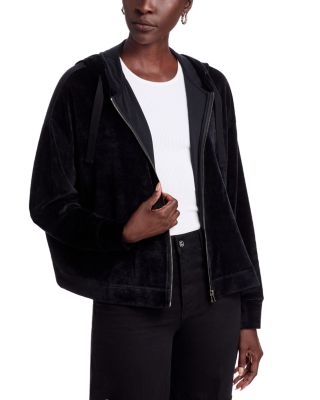 Velour Zip Front Hoodie