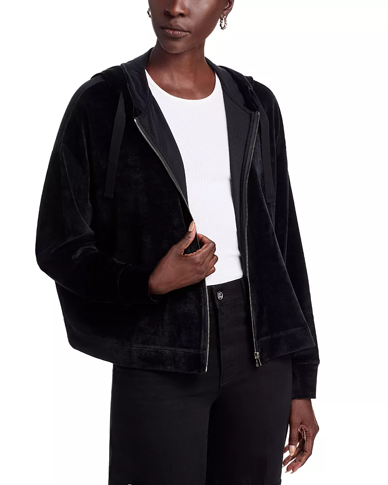 Majestic Filatures Velour Zip Front Hoodie