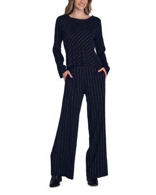 Lurex Stripe Wide Leg Pants