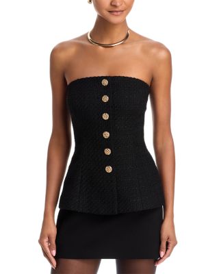 Structured Tweed Strapless Top