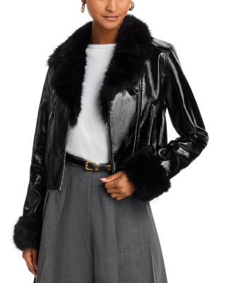 Camryn Crinkled Faux Leather Moto Jacket