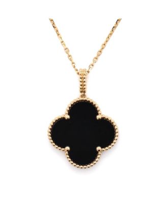 Magic Alhambra Pendant Necklace 18K Gold and Onyx, 35.5 - 32.5"