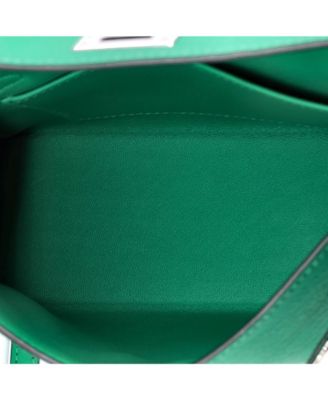 Kelly 20 Handbag Green Chevre Mysore with Palladium Hardware
