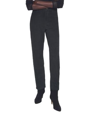 Cindy Supersuede Slim Leather Jeans in Black