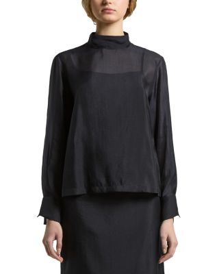 Back Button Collar Blouse