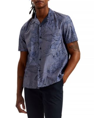 Short Sleeve Inky Floral Print Shirt