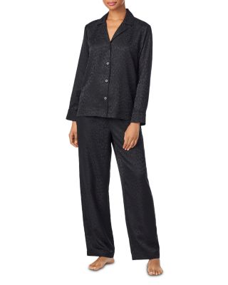 Long Sleeve Notch Collar Long Pants Pajama Set