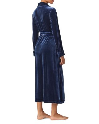 Long Sleeve Velvet Shawl Collar Long Robe