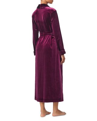Long Sleeve Velvet Shawl Collar Long Robe