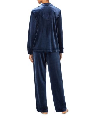 Velvet Long Sleeve Notch Collar Long Pants Pajama Set
