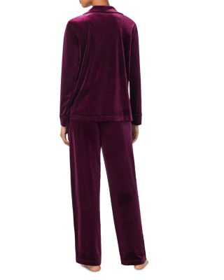 Velvet Long Sleeve Notch Collar Long Pants Pajama Set