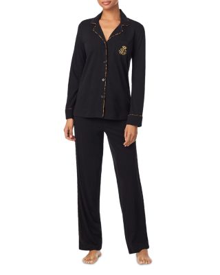 Long Sleeve Notch Collar Long Pants Pajama Set