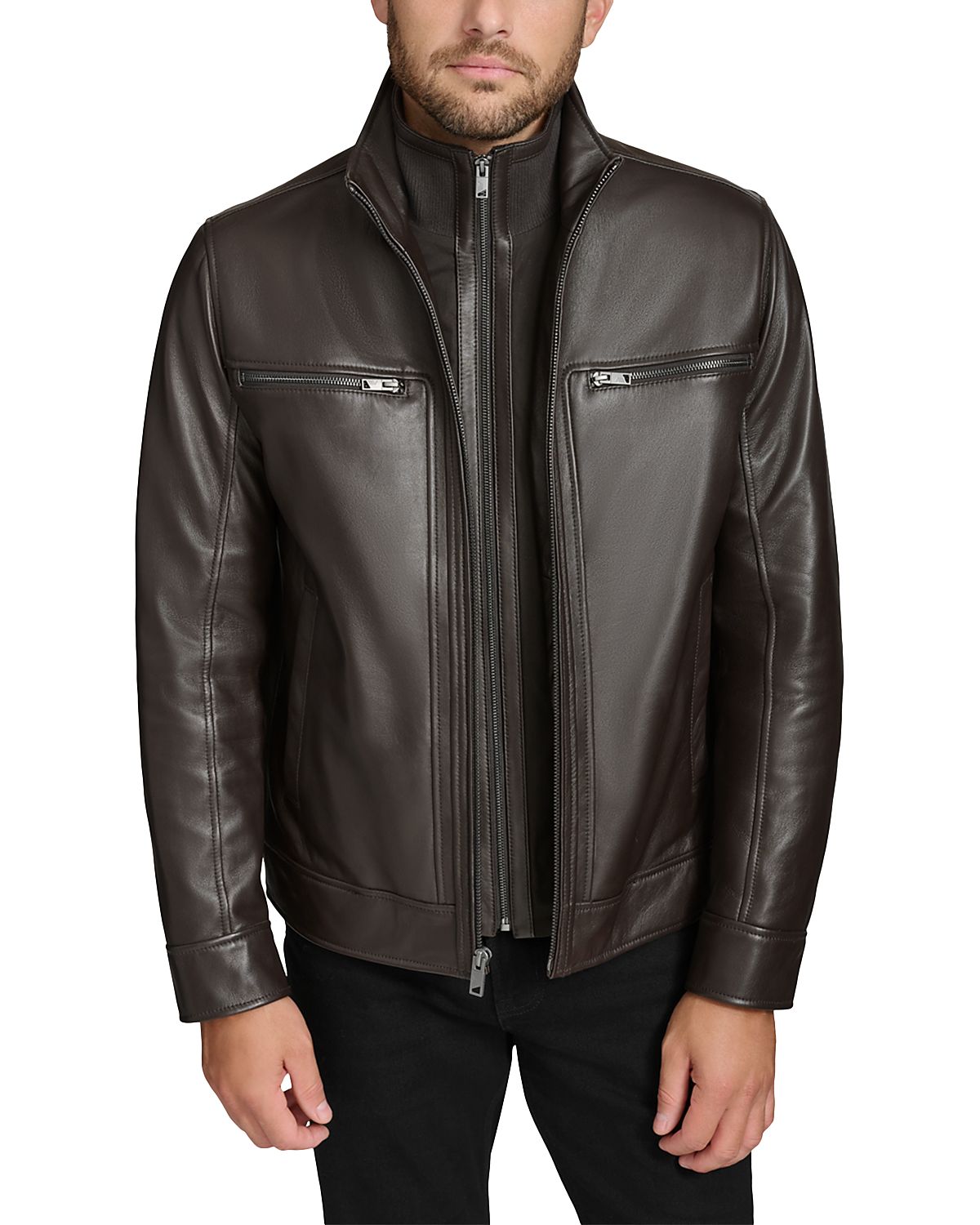 Andrew Marc Winton Leather Bomber Jacket
