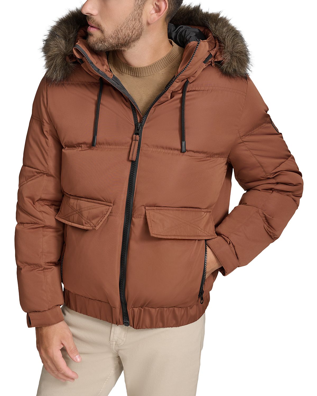 Andrew Marc Lithgow Bomber Jacket with Removable Hood