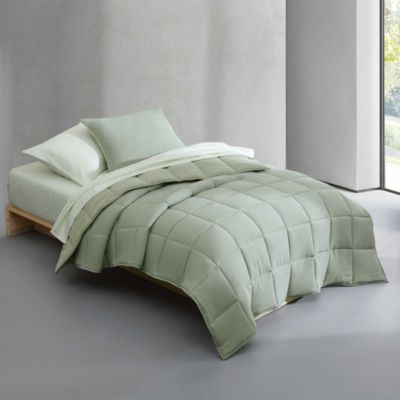 Solid Washed Reversible Plush 5 Piece Comforter Set, Twin/ Twin XL