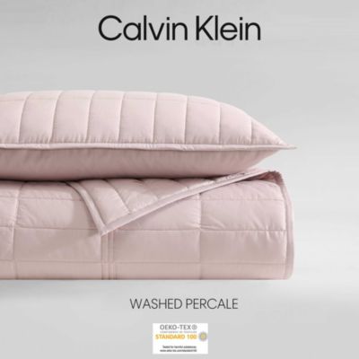 Washed Percale Solid 3 Piece Quilt Set, King