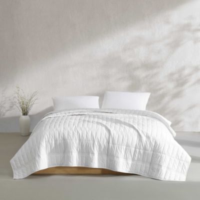 Washed Percale Solid 3 Piece Quilt Set, King