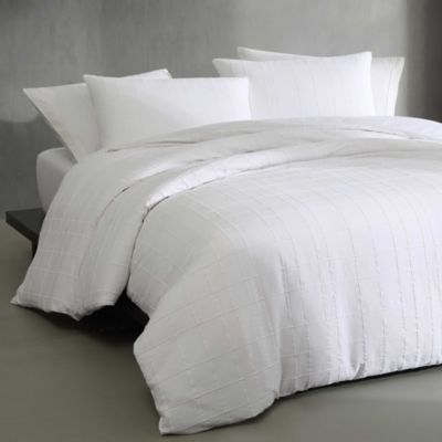 Puckered Grid Solid 3 Piece Duvet Cover Set, King