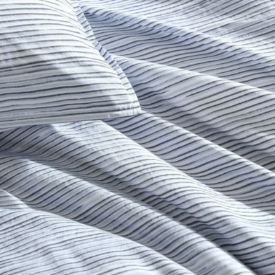 Washed Percale Wavy Stripe 3 Piece Comforter Set, King