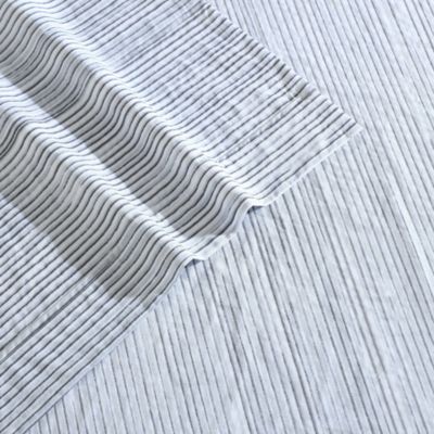 Washed Percale Wavy Stripe 4 Piece Sheet Set, Queen