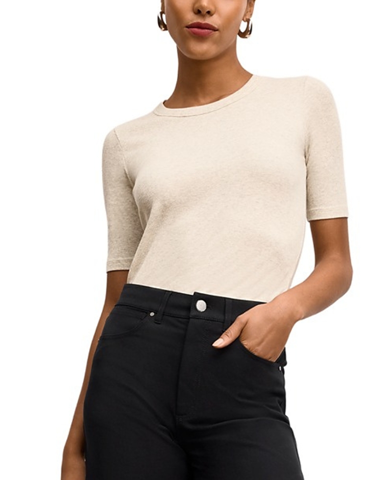 M.m.lafleur M. M.lafleur Chana Fitted Organic Ribbed Pima Cotton T-shirt In Neutral