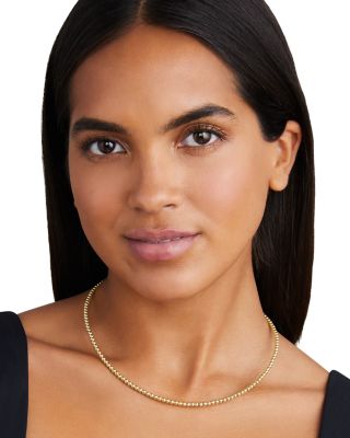 18K Yellow Gold Caviar Gold Beaded Collar Necklace, 18"