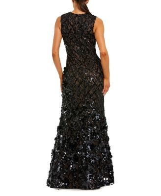 Sleeveless Beaded Sequin Mesh Mermaid Gown