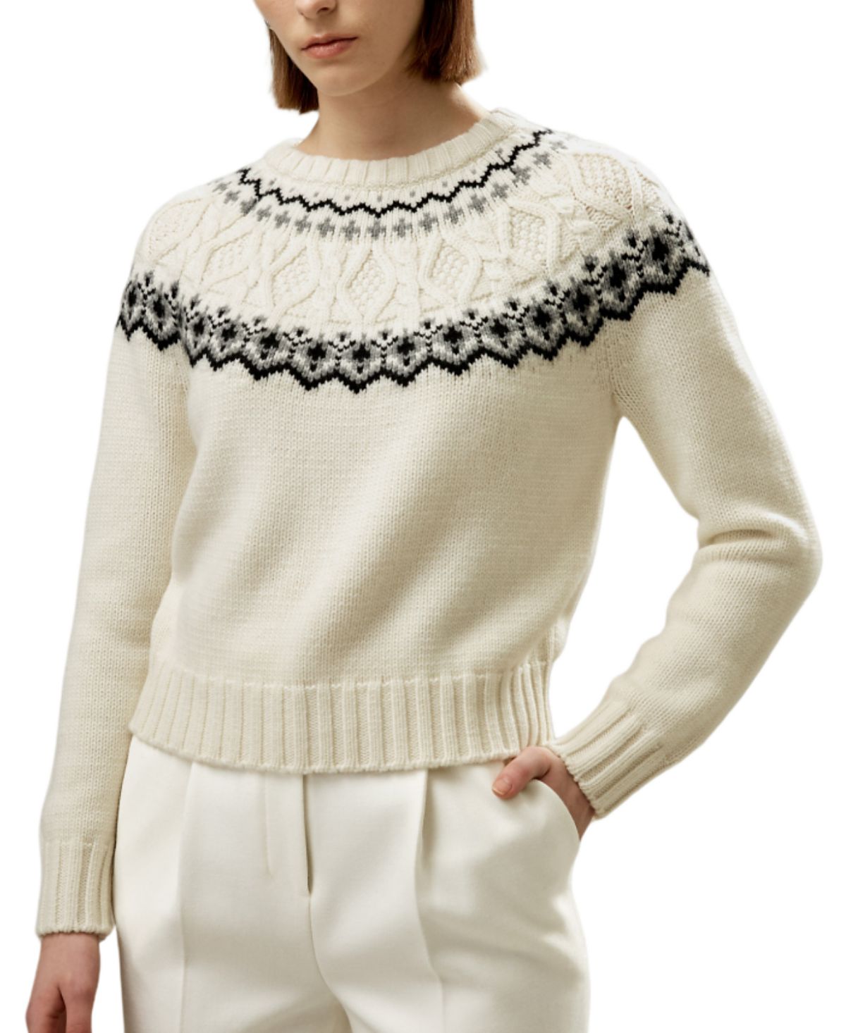 Lilysilk Fair Isle Crewneck Sweater