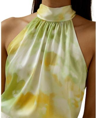 Print Silk Halter Neck Top
