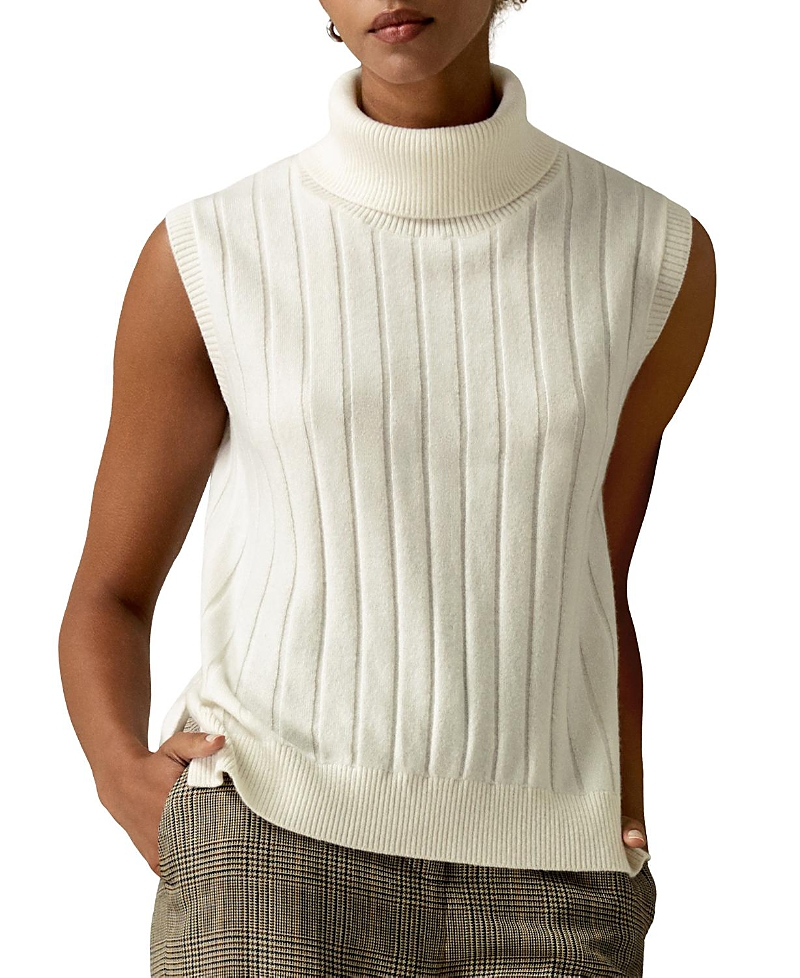 Lilysilk Turtleneck Sleeveless Cashmere Vest In White