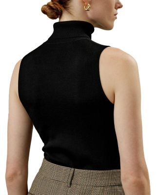 Silk Knitted Turtleneck Sleeveless Top